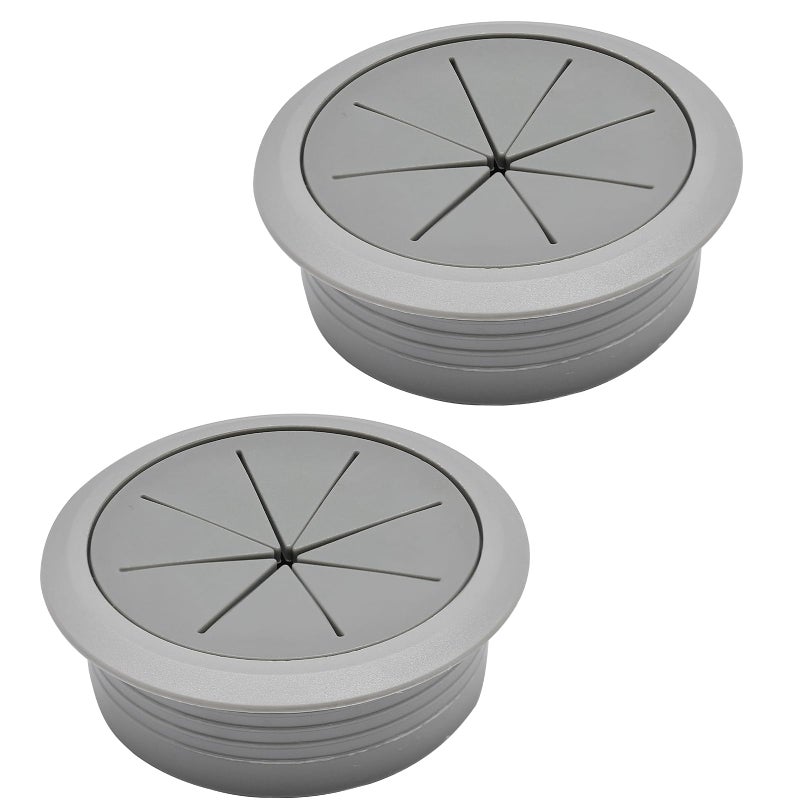 BOPOREAE Desk Grommet 2-3/8"" (60 mm), Desk Hole Cover for Cables Dark Grey, Cable Grommet ABS Plastic, Desk Hole Grommet for Office and Home Table Cable, Detachable & Flexible Cable Cord Organizer-2 Pcs - Image 1